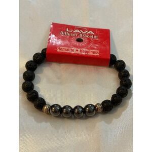 Zorbitz Lava Diffuser Bracelet Black Lava Rock Hematite Gemstone Stretch New